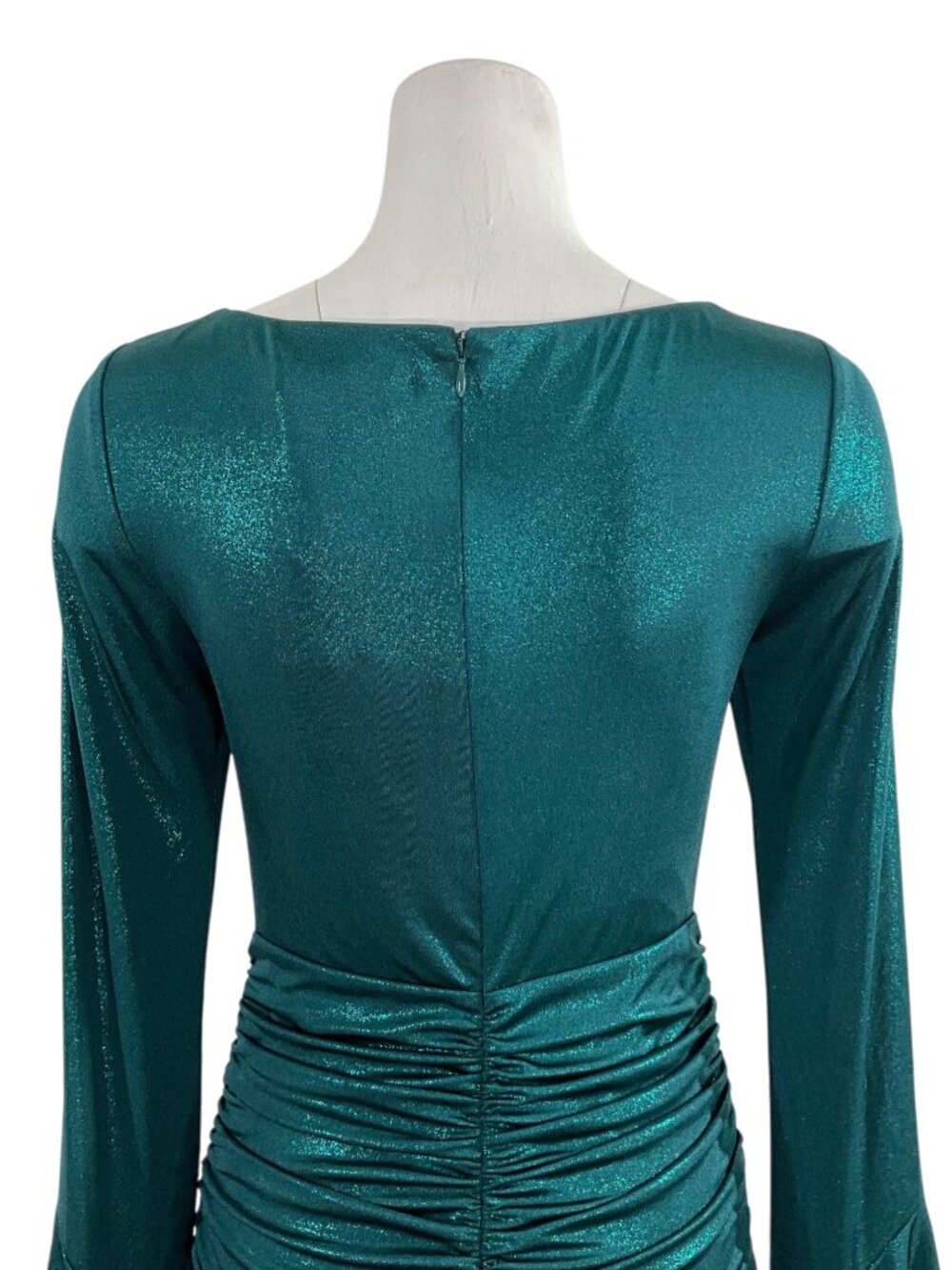 PatBo Jersey Foil Dress 8 Emerald Metallic Dark Green Mini Bodycon NEW - Picture 12 of 16